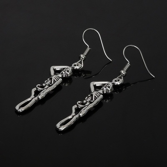 Any 4/$25! Silver Hanging Skeleton Earrings - Picture 4 of 8